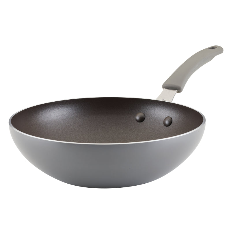 Rachael Ray Cook + Create Aluminum Nonstick Stir-Fry Pan, 10.5-Inch, Gray