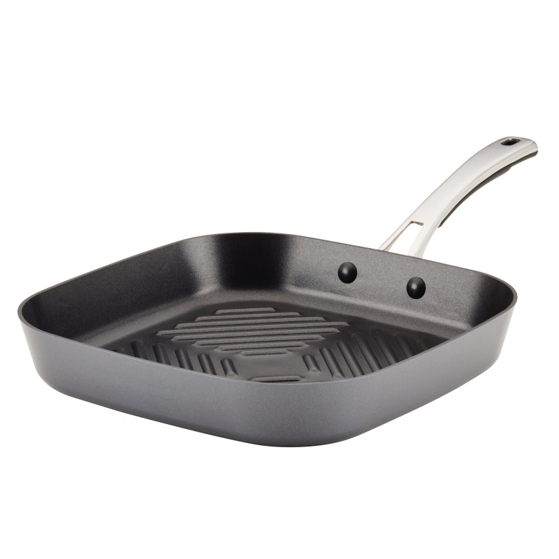 Rachael Ray Cook + Create Hard Anodized Nonstick Grill Pan, 11-Inch, Black