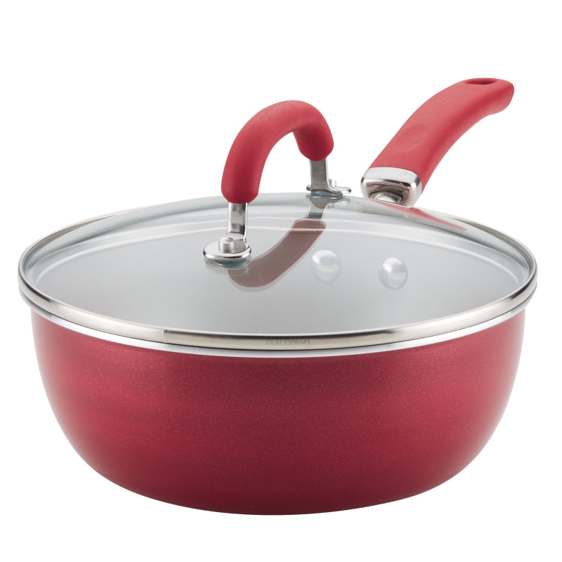 Rachael Ray Create Delicious Aluminum Nonstick Induction Everything Chef's Pan, 3-Quart, Red Shimmer