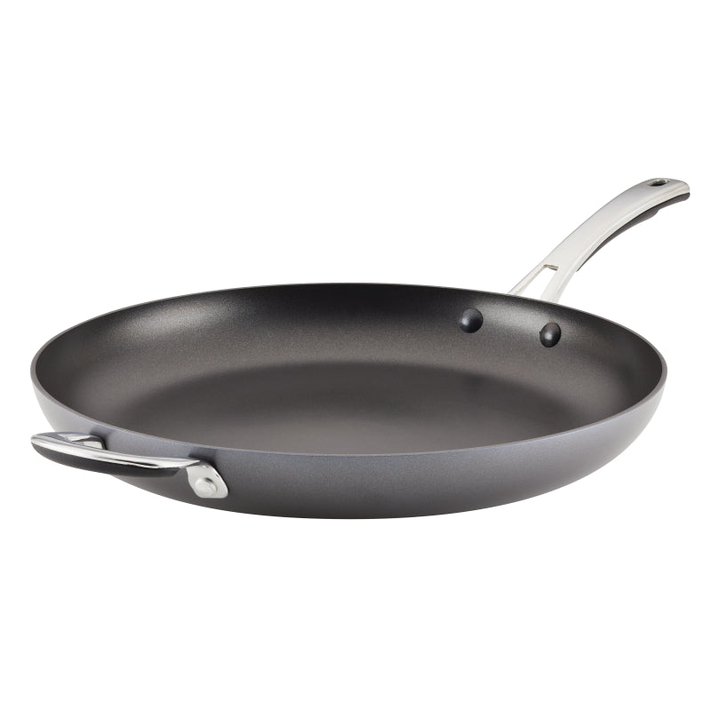 Rachael Ray Cook + Create Hard Anodized Nonstick Frying Pan with Helper Handle, 14-Inch, Black