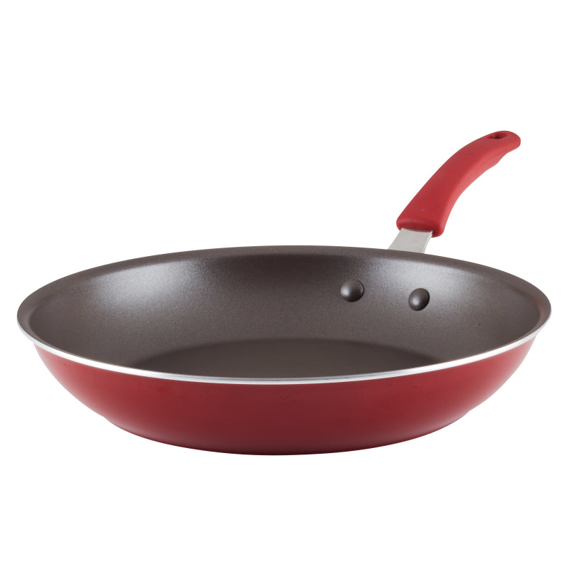 Rachael Ray Cook + Create Aluminum Nonstick Frying Pan, 12.5-Inch, Red