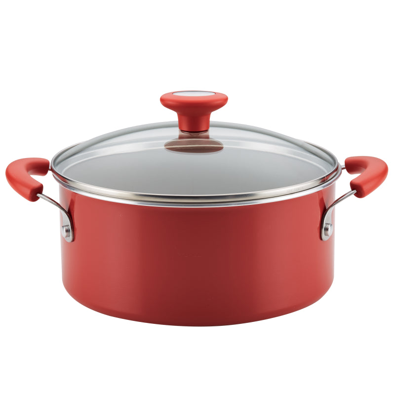 Rachael Ray Get Cooking Aluminum 6-Quart Stockpot With Lid Red