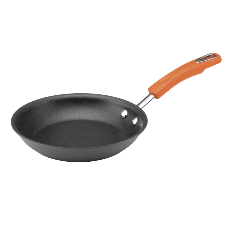 Rachael Ray Hard Anodized Nonstick Frying Pan, 8.5-Inch, Gray with Orange Handle