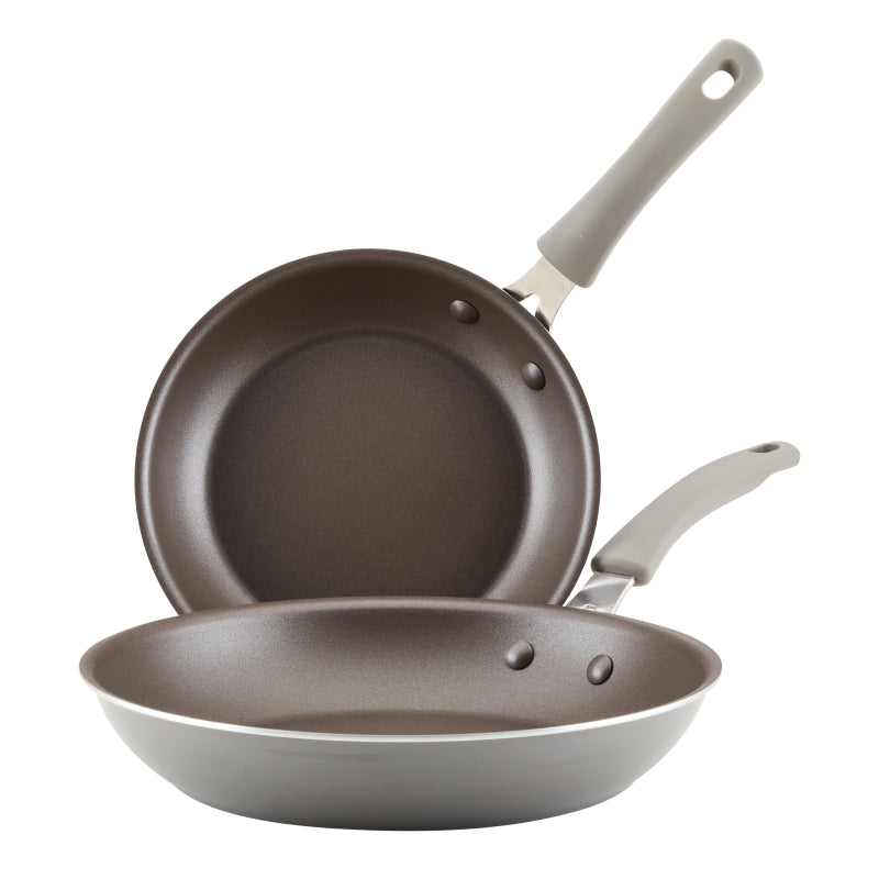 Rachael Ray Cook + Create Aluminum Nonstick Frying Pan Set, 2-Piece, Gray