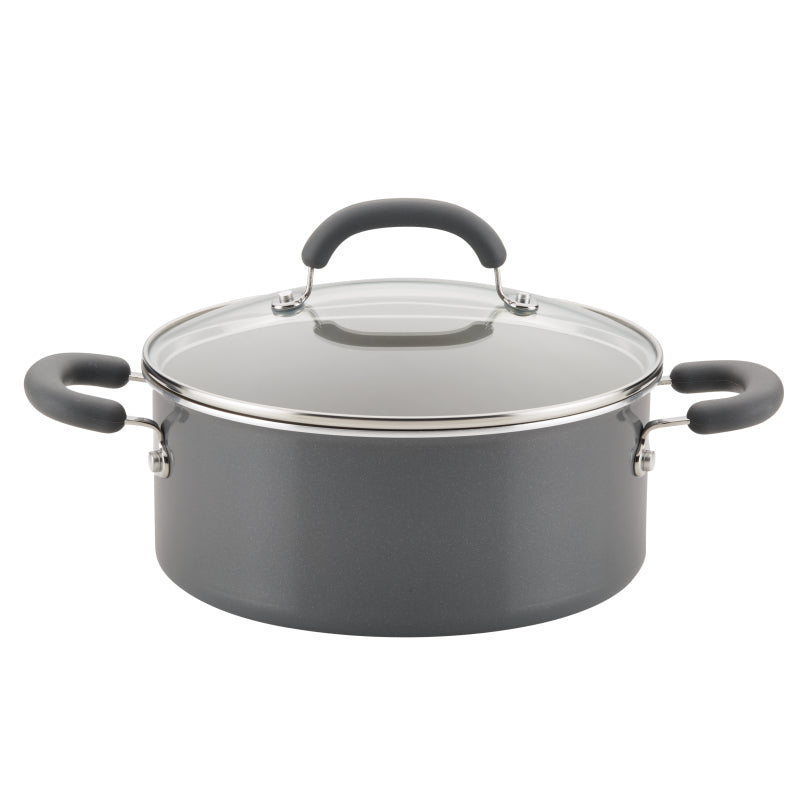 Rachael Ray Create Delicious Aluminum Nonstick Induction Dutch Oven with Lid, 5-Quart, Gray