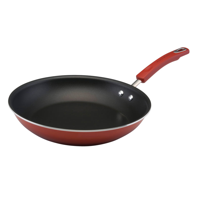 Rachael Ray Classic Brights Hard Enamel Nonstick Frying Pan, 12.5-Inch, Red