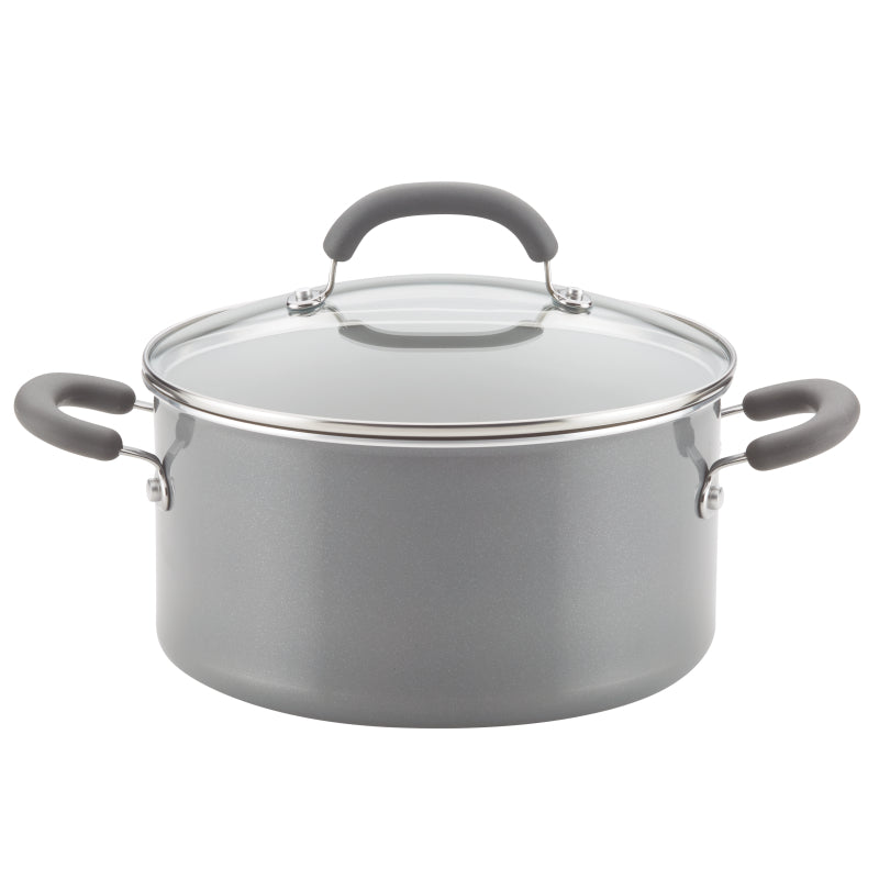 Rachael Ray Create Delicious Aluminum Nonstick Induction Stockpot, 6-Quart, Gray Shimmer