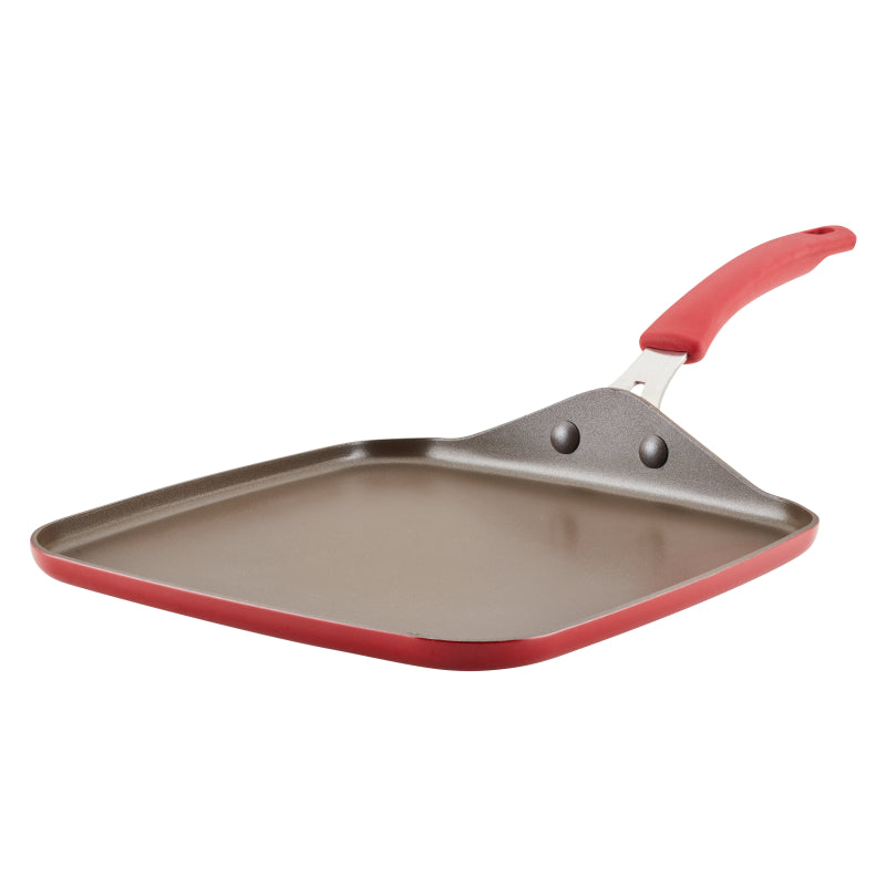 Rachael Ray Cook + Create Aluminum Nonstick Griddle Pan, 11-Inch, Red