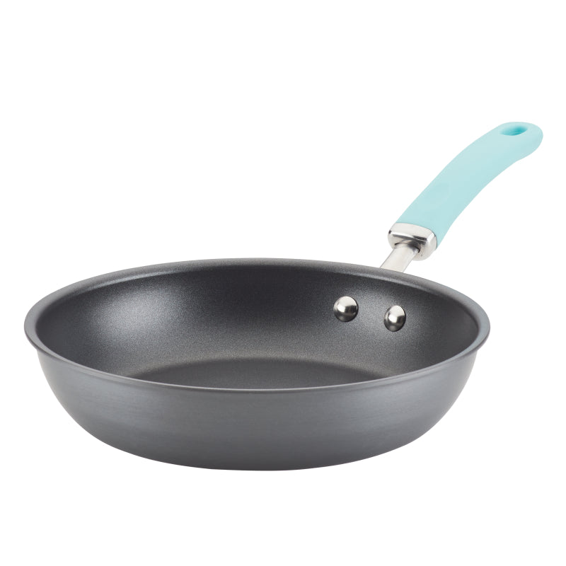 Rachael Ray Create Delicious Hard-Anodized Aluminum Nonstick Induction Deep Frying Pan, 10.25-inch, Light Blue Handle