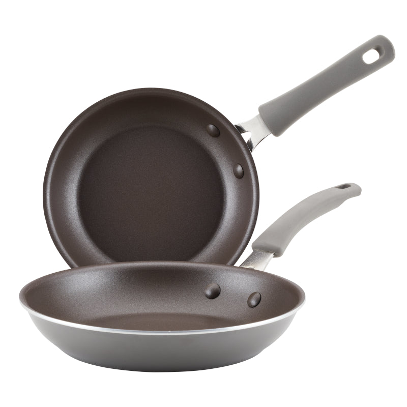 Rachael Ray Cook + Create Aluminum Nonstick Frying Pan Set, 2-Piece, Gray