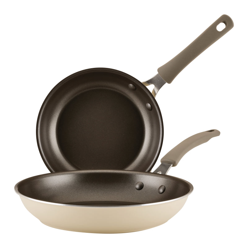 Rachael Ray Cook + Create Aluminum Nonstick Frying Pan Set, 2-Piece, Almond