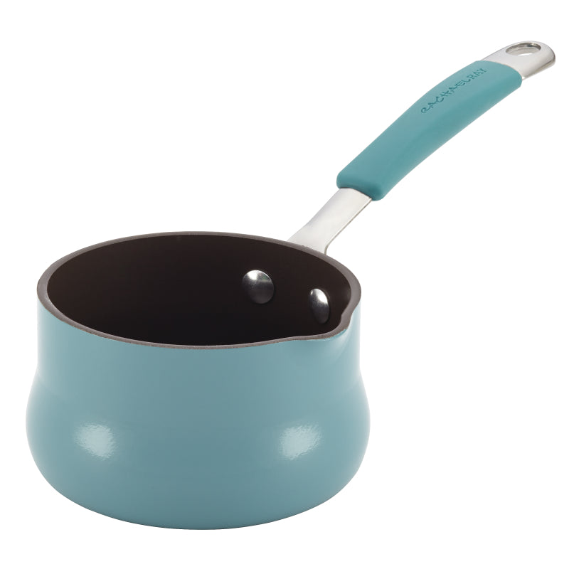 Rachael Ray Cucina Nonstick Butter Warmer Sauce Pan, 0.75-Quart, Agave Blue