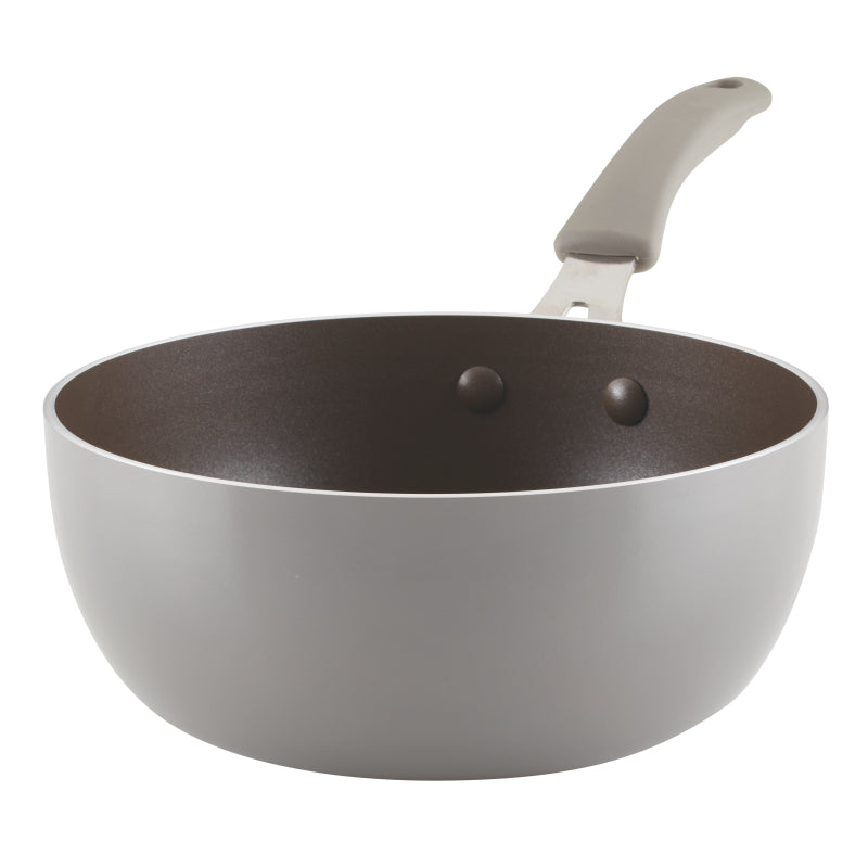 Rachael Ray Cook + Create Aluminum Nonstick Saucier Sauce Pan, 3-Quart, Gray