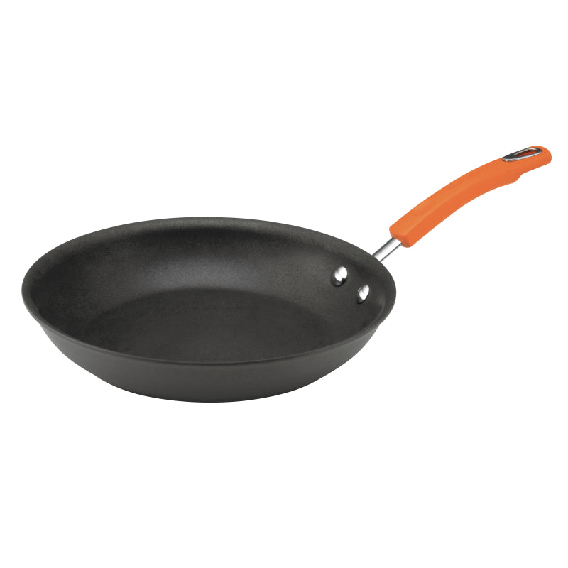 Rachael Ray Hard Anodized Nonstick Frying Pan, 12.5-Inch, Gray with Orange Handle