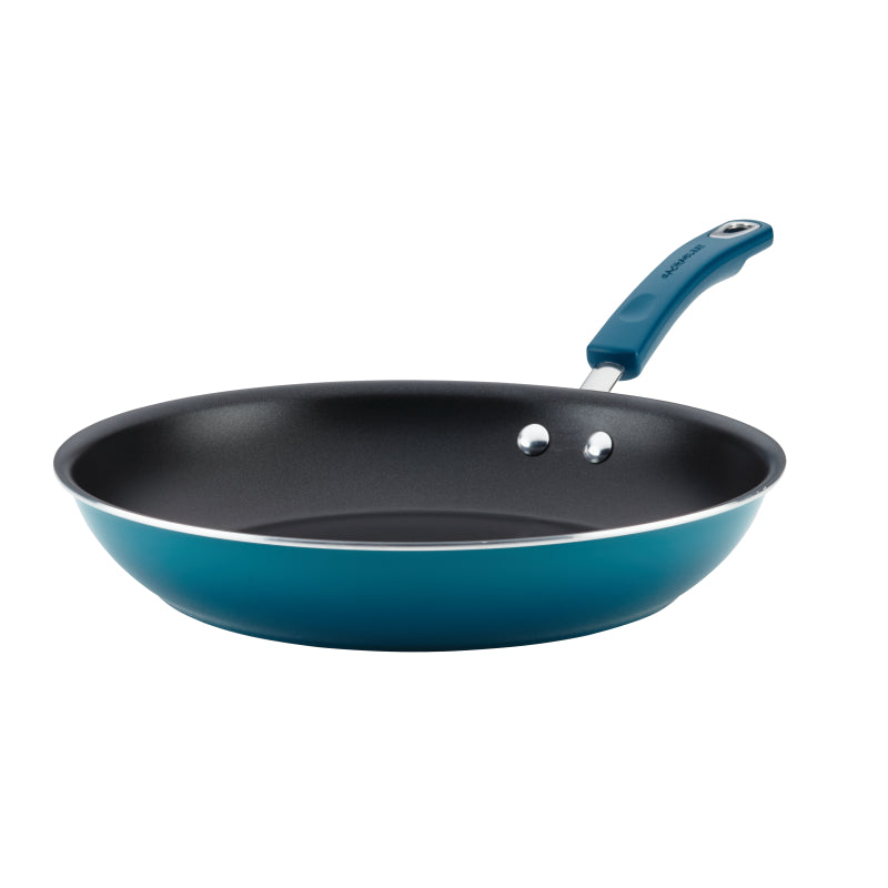 Rachael Ray Classic Brights Aluminum Nonstick Frying Pan, 12.5", Marine Blue