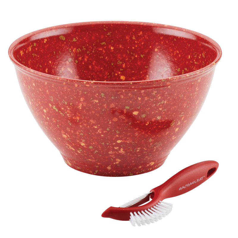 Rachael Ray Kitchen Utensils Garbage Bowl and Veg-a-Peel Set, 2-Piece, Red