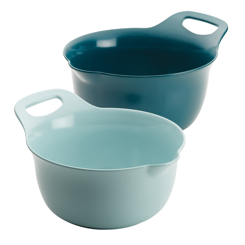 Rachael Ray Tools and Gadgets Nesting Mixing Bowl Set, 2-Piece, Light Blue and Teal