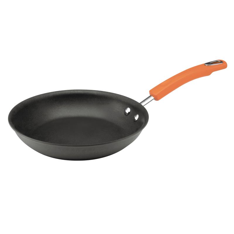 Rachael Ray Hard-Anodized Nonstick Frying Pan, 10-Inch, Gray with Orange Handle