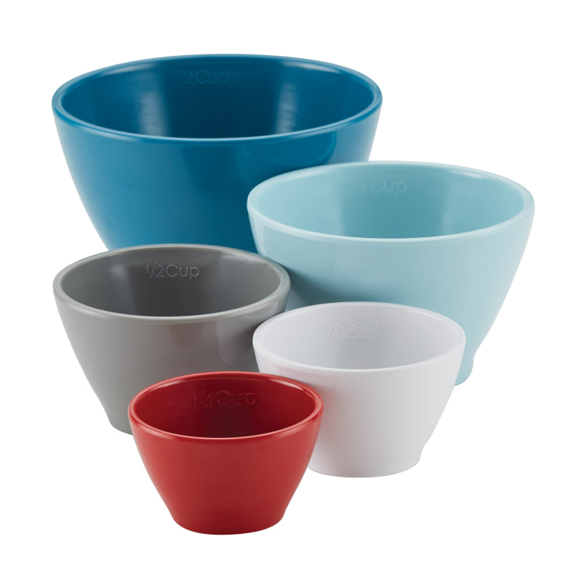 Rachael Ray Melamine Nesting Measuring Cups, 5-Piece Set, Assorted Colors