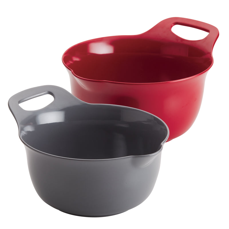 Rachael Ray Tools and Gadgets Nesting Mixing Bowl Set, 2-Piece, Red and Gray