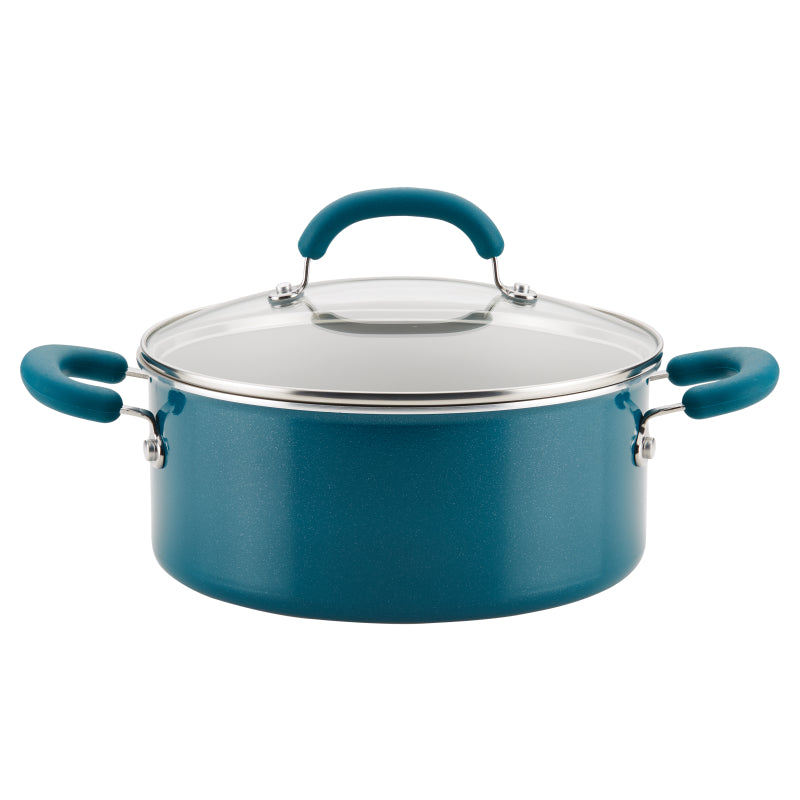 Rachael Ray Create Delicious Aluminum Nonstick Induction Dutch Oven with Lid, 5-Quart, Teal Shimmer