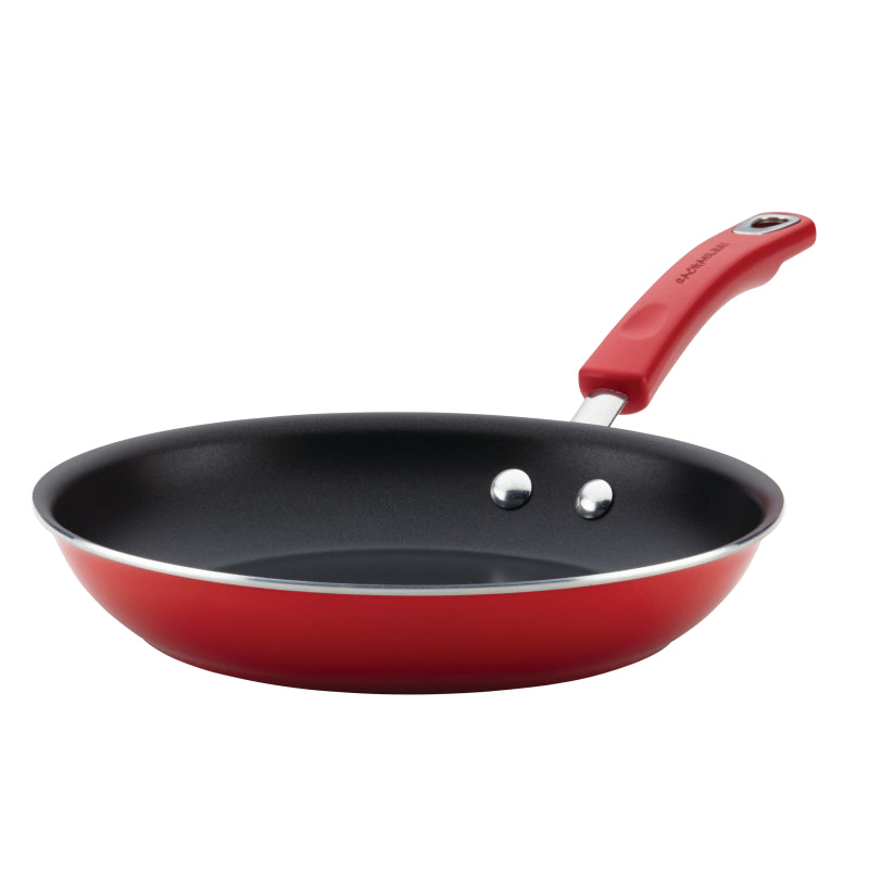 Rachael Ray Classic Brights Porcelain Nonstick Frying Pan, 10-Inch, Red