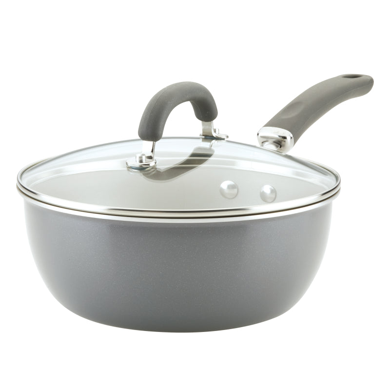 Rachael Ray Create Delicious Aluminum Nonstick Induction Everything Pan with Lid, 3-Quart, Gray Shimmer