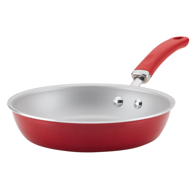 Rachael Ray Create Delicious Aluminum Nonstick Induction Deep Frying Pan, 9.5-Inch, Red Shimmer