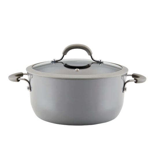 Rachael Ray Cook + Create Aluminum Nonstick Dutch Oven with Lid, 5-Quart, Gray