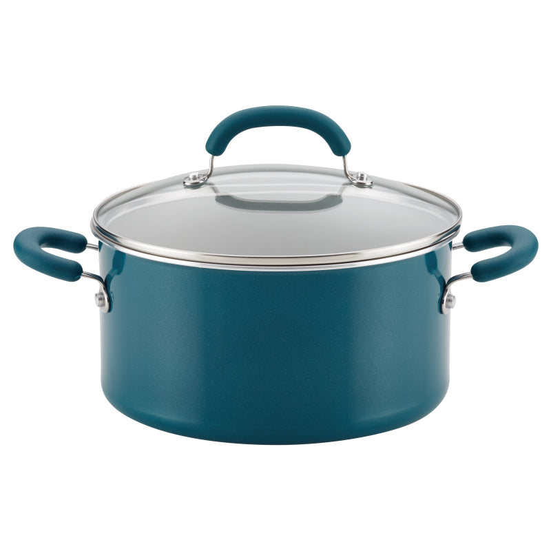 Rachael Ray Create Delicious Aluminum Nonstick Induction Stockpot, 6-Quart, Teal Shimmer