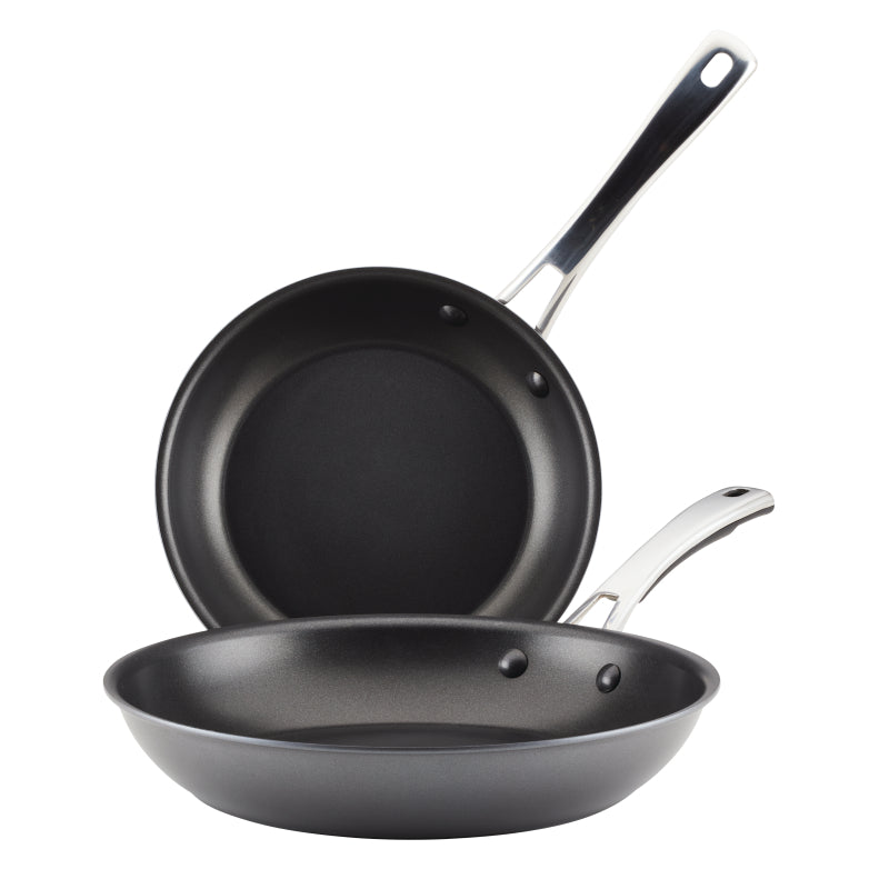 Rachael Ray Cook + Create Hard Anodized Nonstick Frying Pan Set, 2-Piece, Black