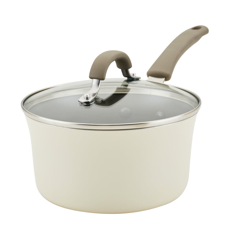 Rachael Ray Cook + Create Aluminum 3 Quart Saucepan Almond